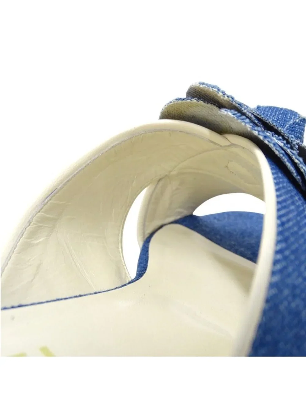 Chanel Sandals Camellia Denim Leather Blue White Summer Mules